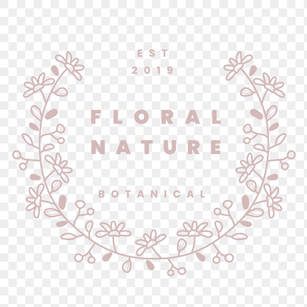 Floral business logo png clipart, pink aesthetic botanical illustration