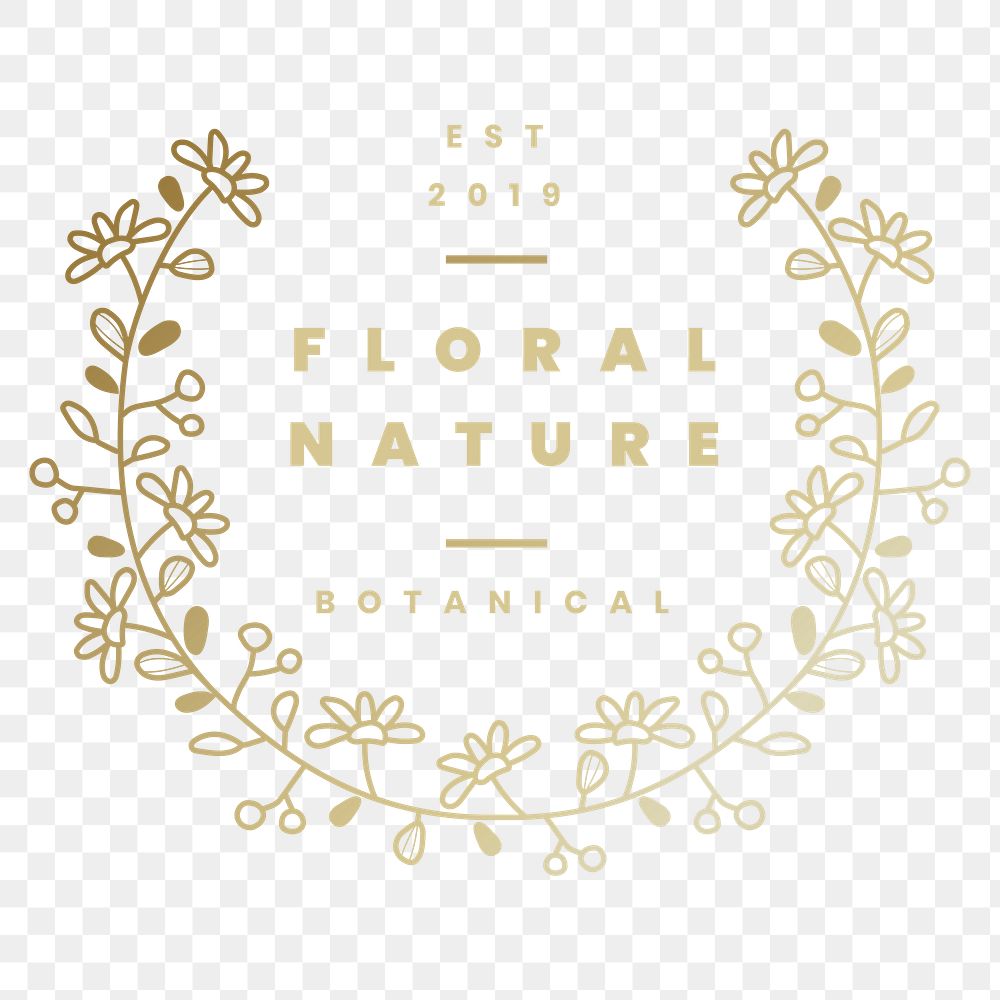 Gold floral logo png clipart, professional design for wellness business