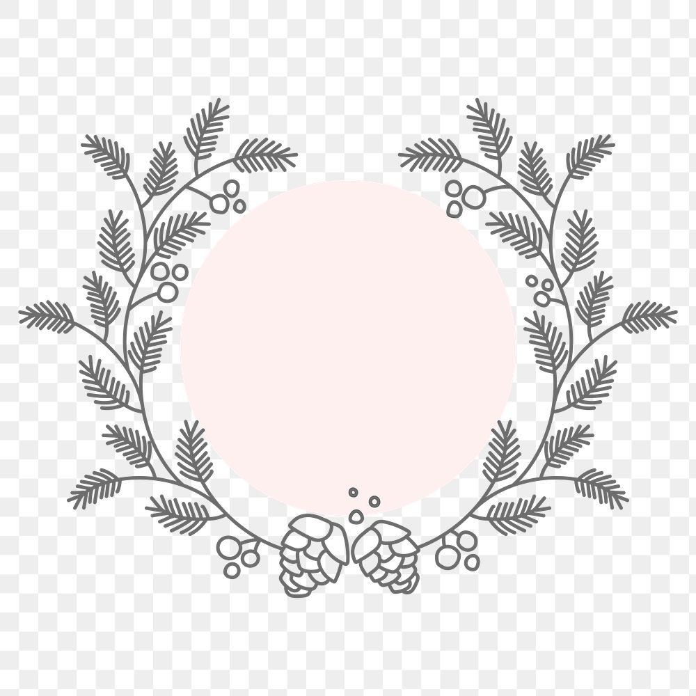 Laurel logo frame png clipart, pink botanical illustration in transparent background