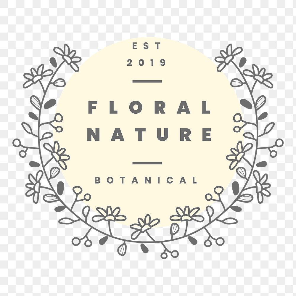 Floral business logo png clipart, aesthetic botanical illustration in transparent background