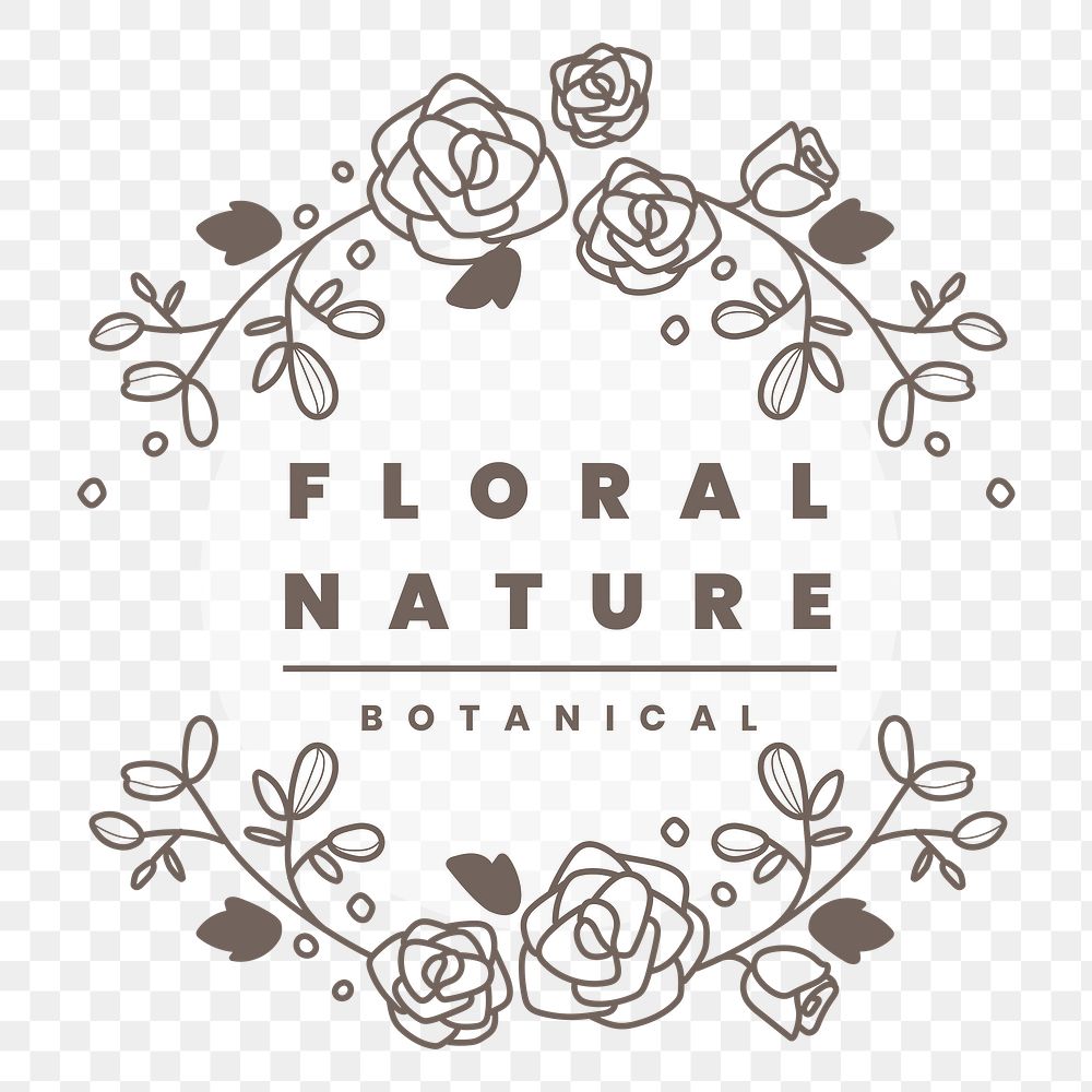 Flower ornaments logo png clipart, aesthetic botanical illustration
