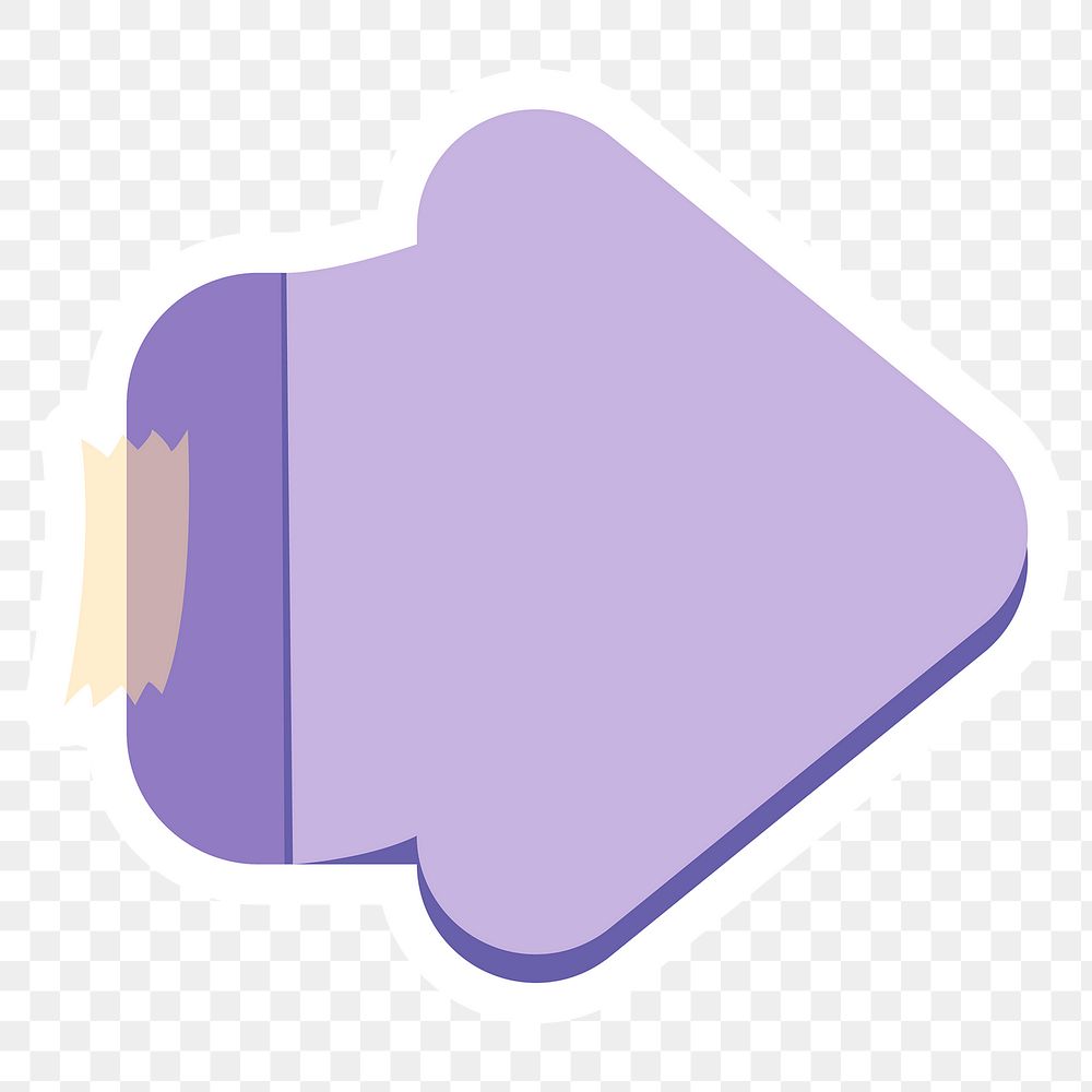 Purple arrow shaped reminder note sticker design element