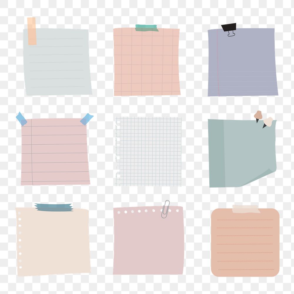 Notepapers collection transparent png