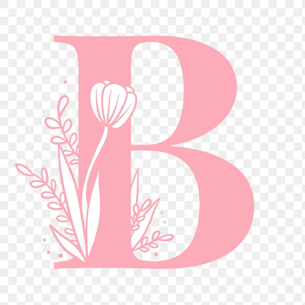 Png B floral alphabet typography