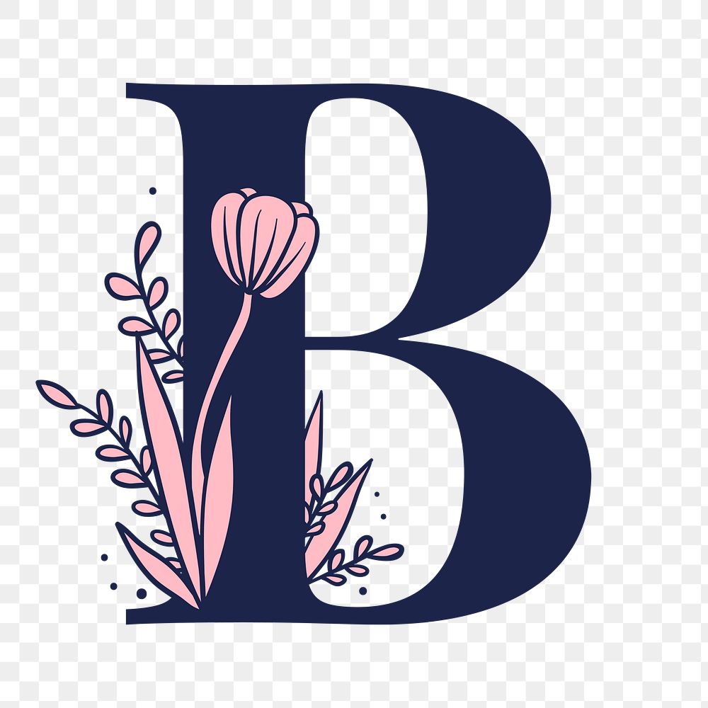 Letter B script png floral alphabet