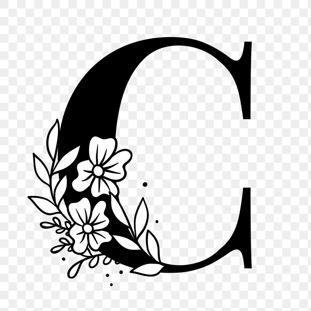 Png C floral alphabet typography