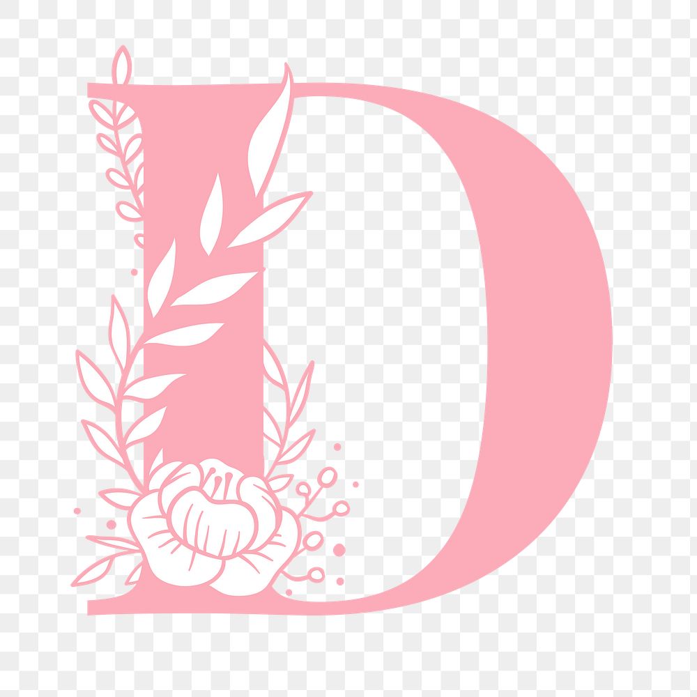 Png D floral alphabet typography