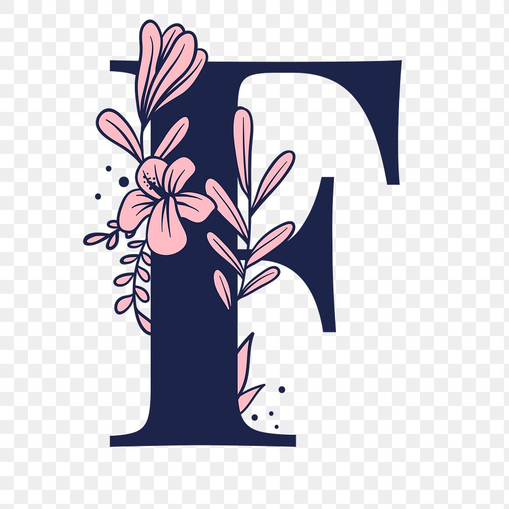 Letter F script png floral alphabet