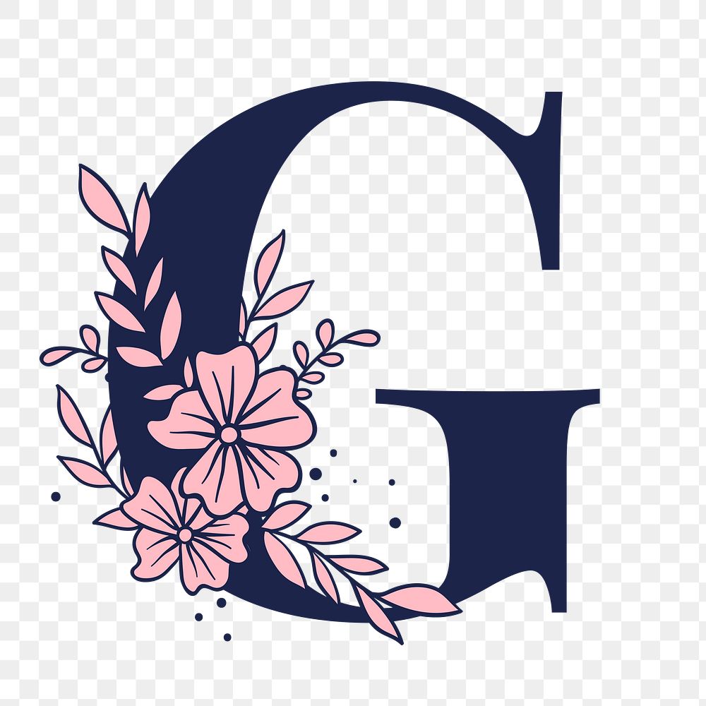 Png letter G floral font typography