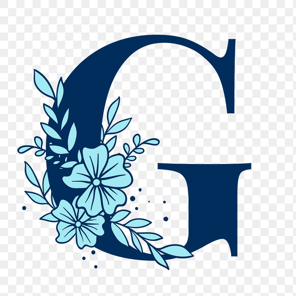 Floral letter G png alphabet