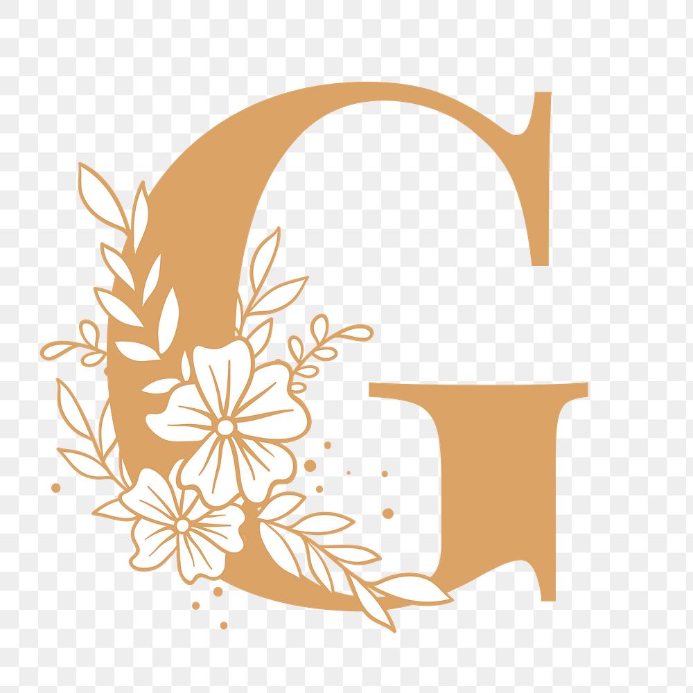 Letter G script png floral alphabet