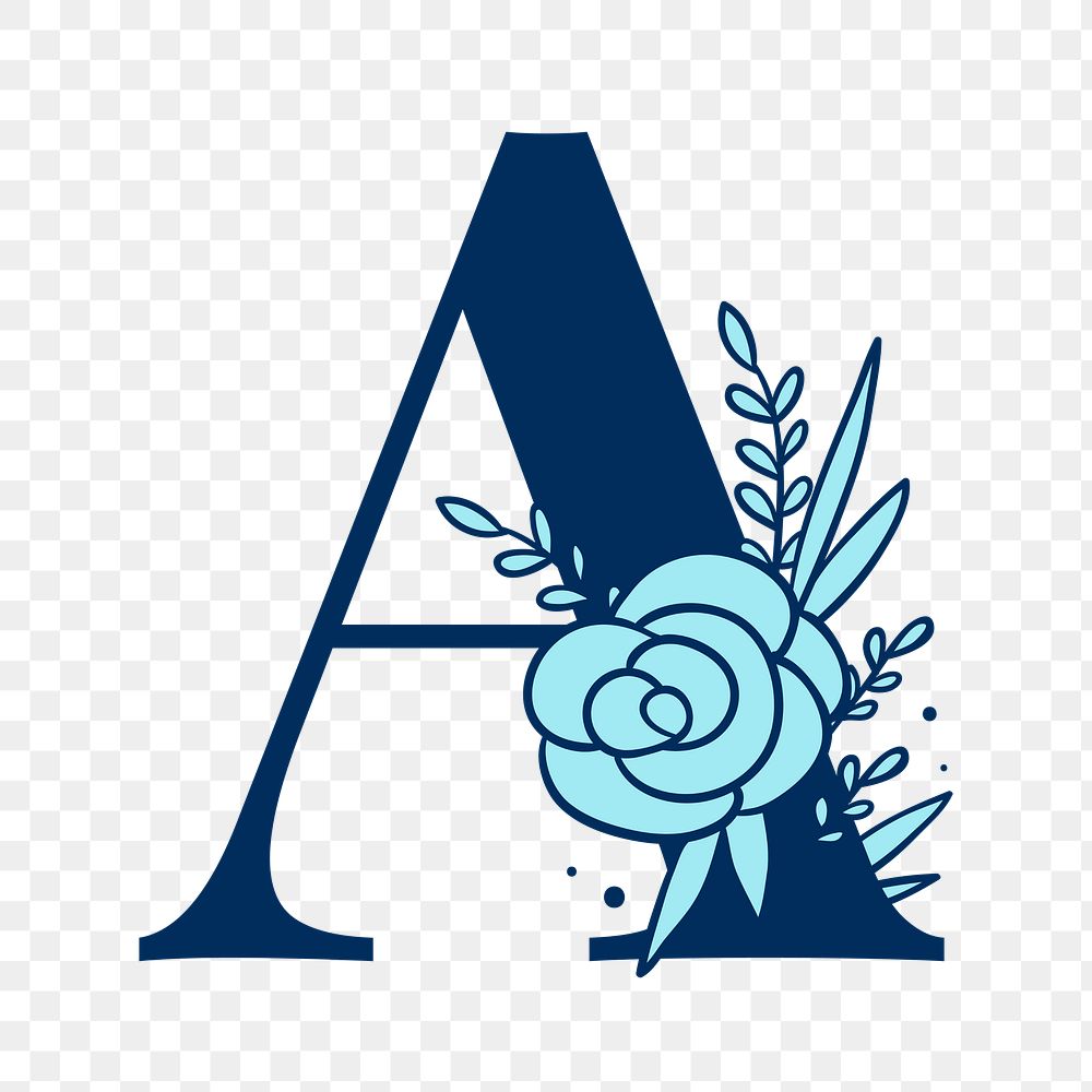 Floral letter A png alphabet