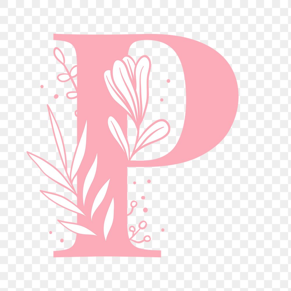 Png P floral alphabet typography