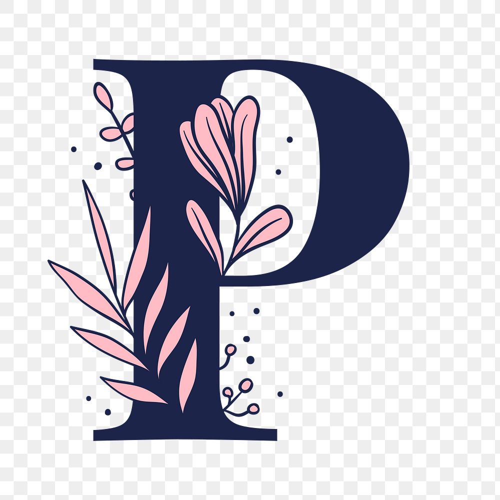 Letter P script png floral alphabet