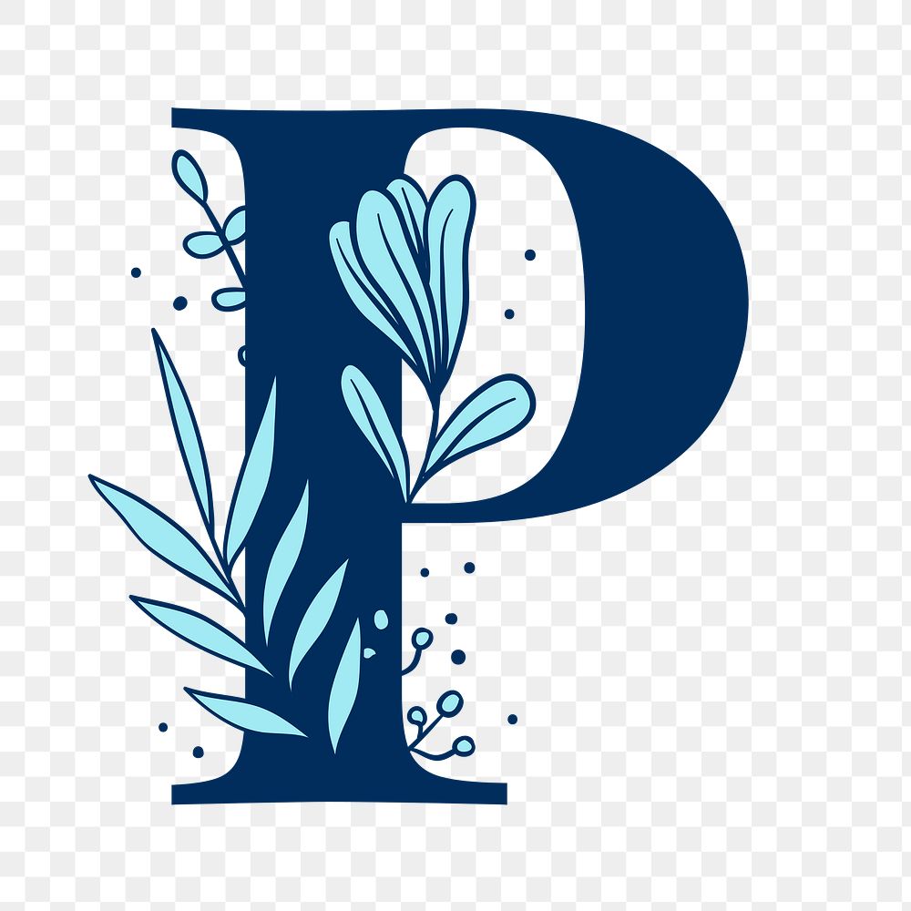 Floral letter P png alphabet