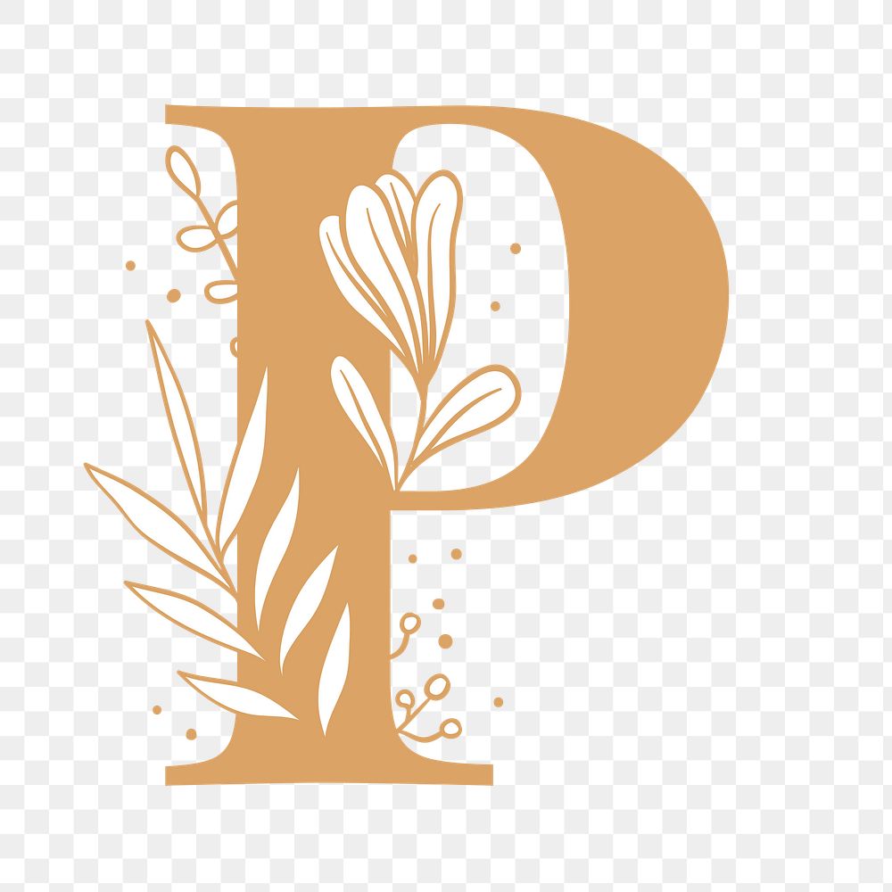 Letter P script png floral alphabet