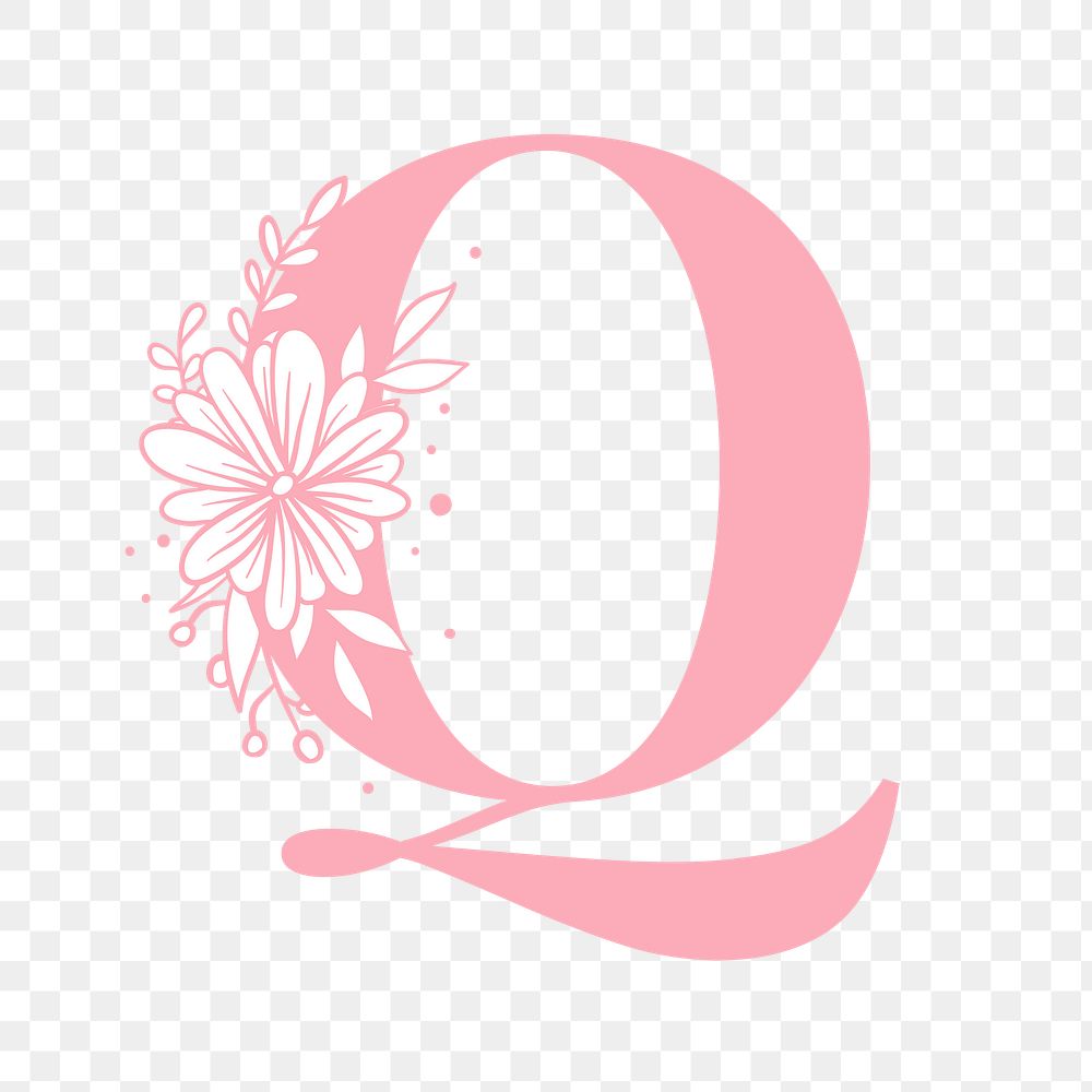 Png Q floral alphabet typography