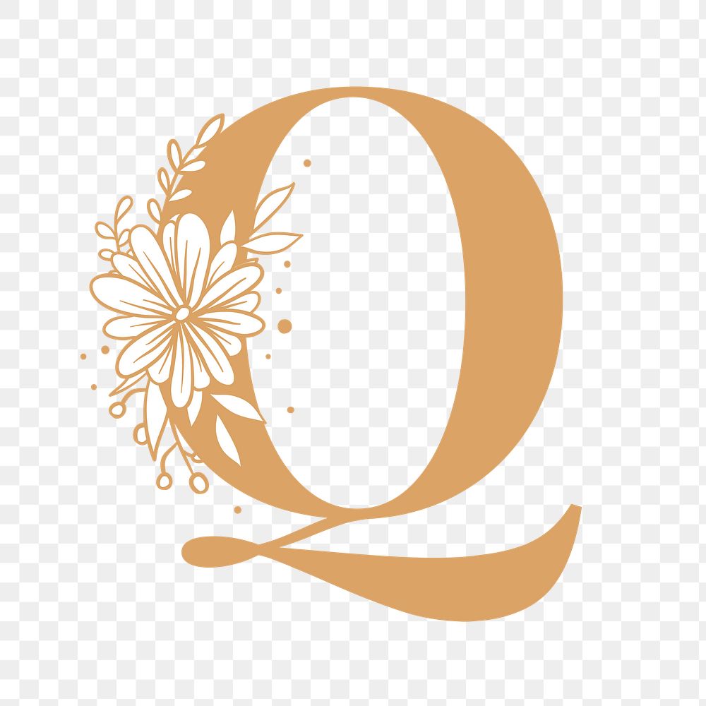 Letter Q script png floral alphabet