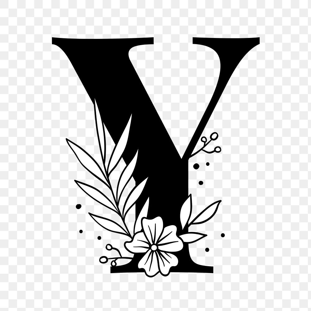 Png Y floral alphabet typography