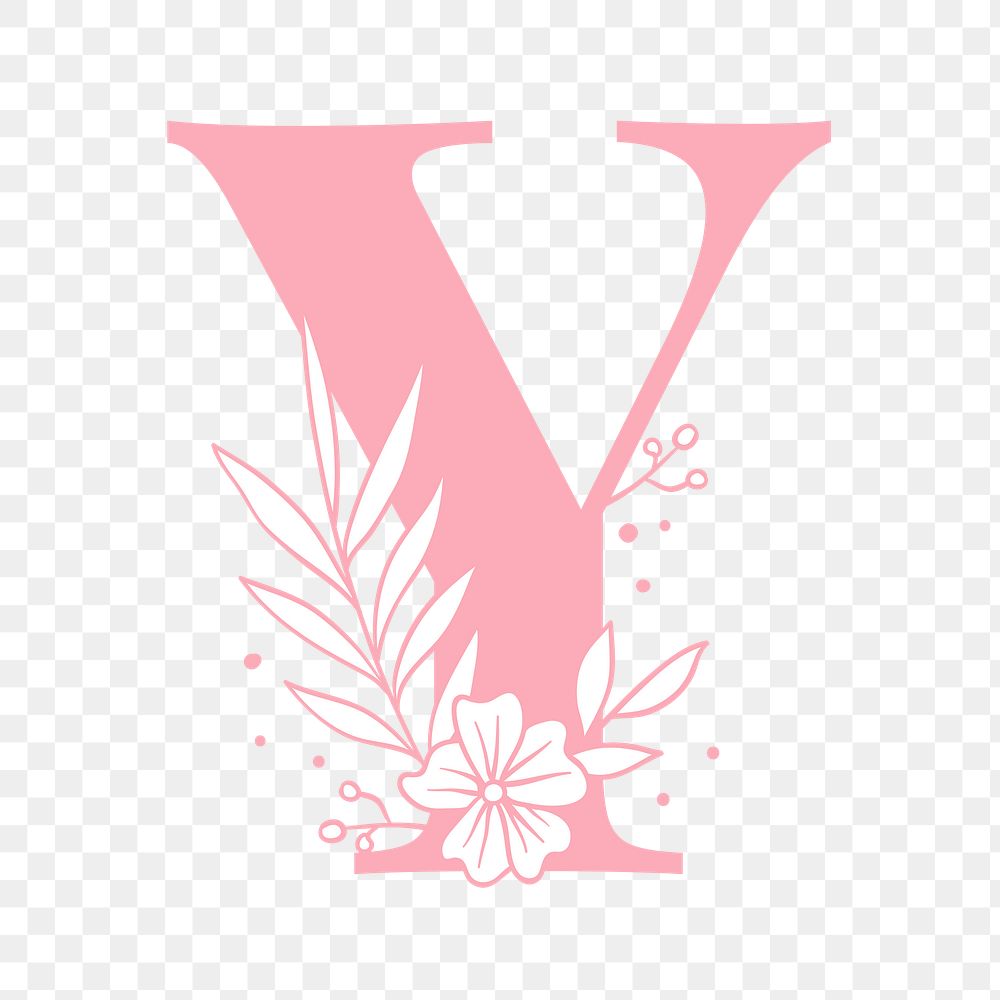 Png floral Y alphabet typography