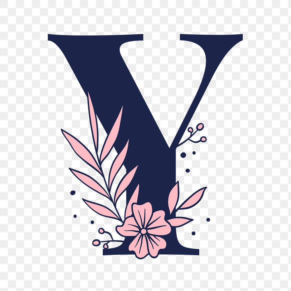 Letter Y script png floral alphabet