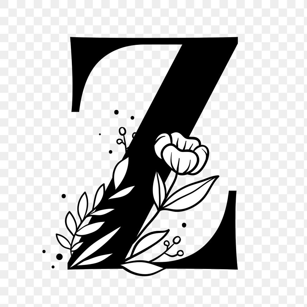 Png Z floral alphabet typography