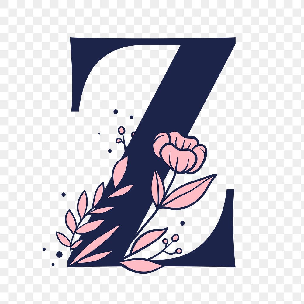 Png letter Z floral font typography