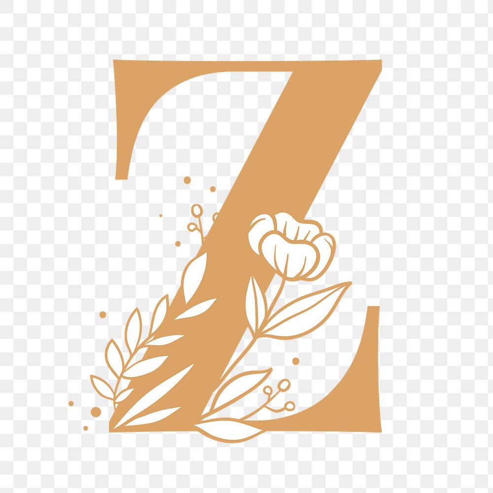 Letter Z script png floral alphabet