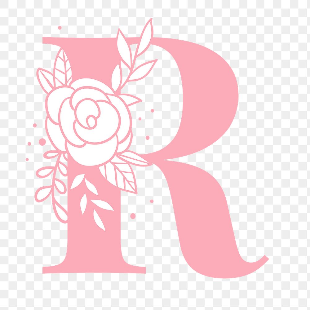 Floral R letter png alphabet