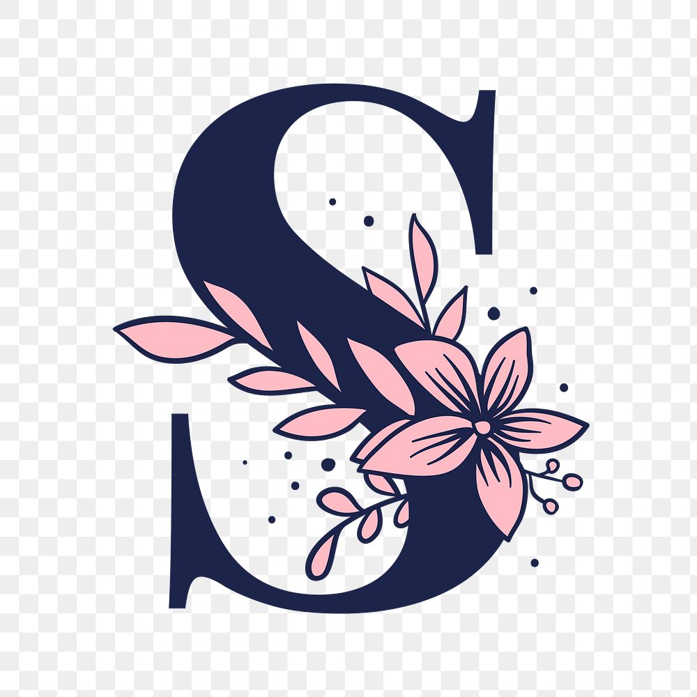 Png letter S floral font typography