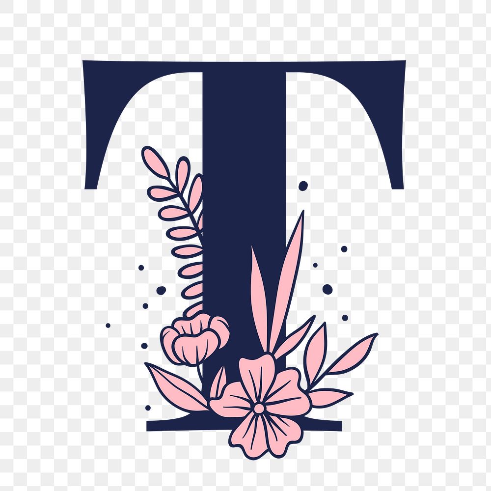 Letter T script png floral alphabet