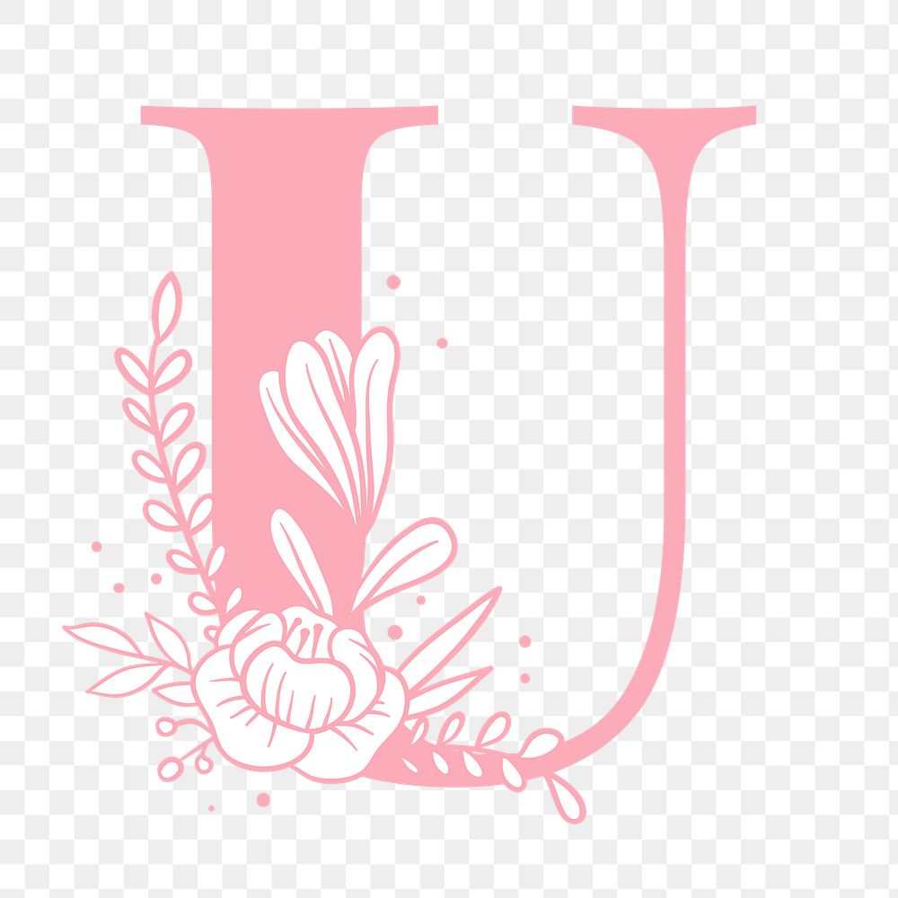 Floral U letter png alphabet