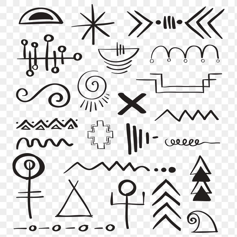 Png doodle bohemian symbol hand drawn illustration