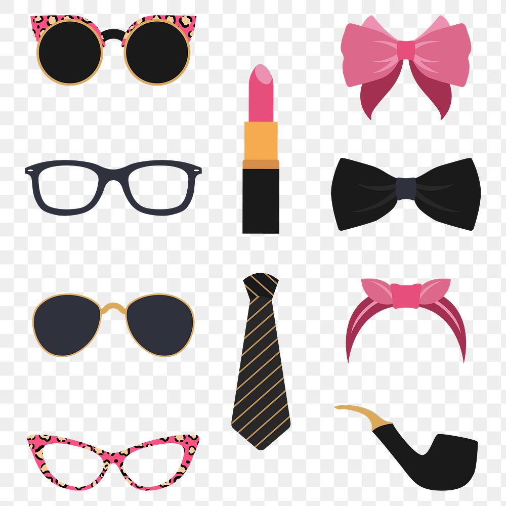 Party props sticker set transparent png 