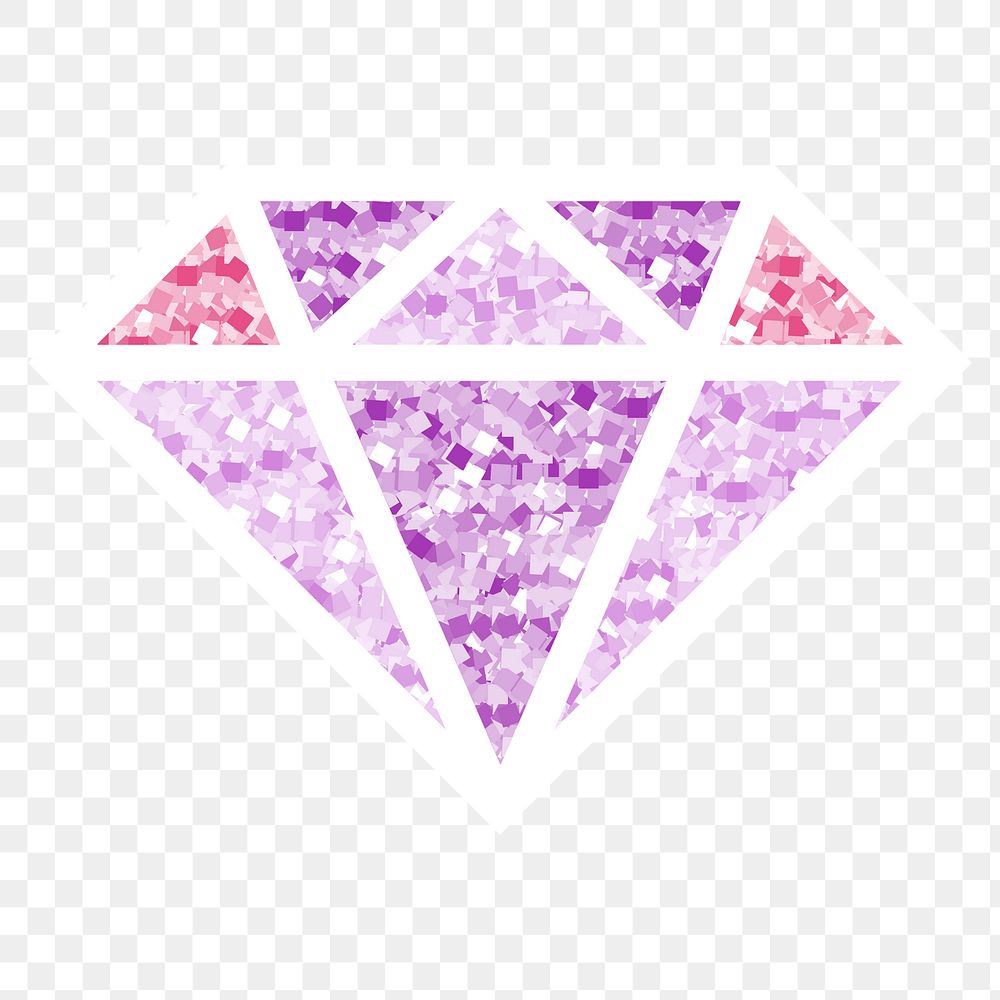 Glittery diamond design element transparent png