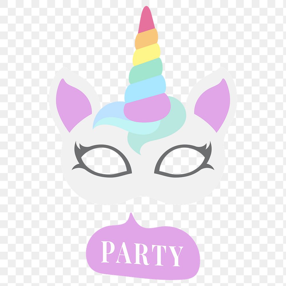 Unicorn party props design element transparent png