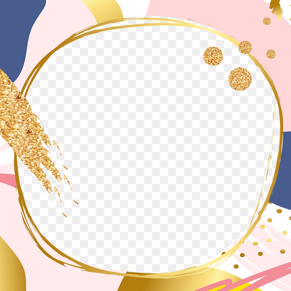 PNG frame round gold circle with pink 