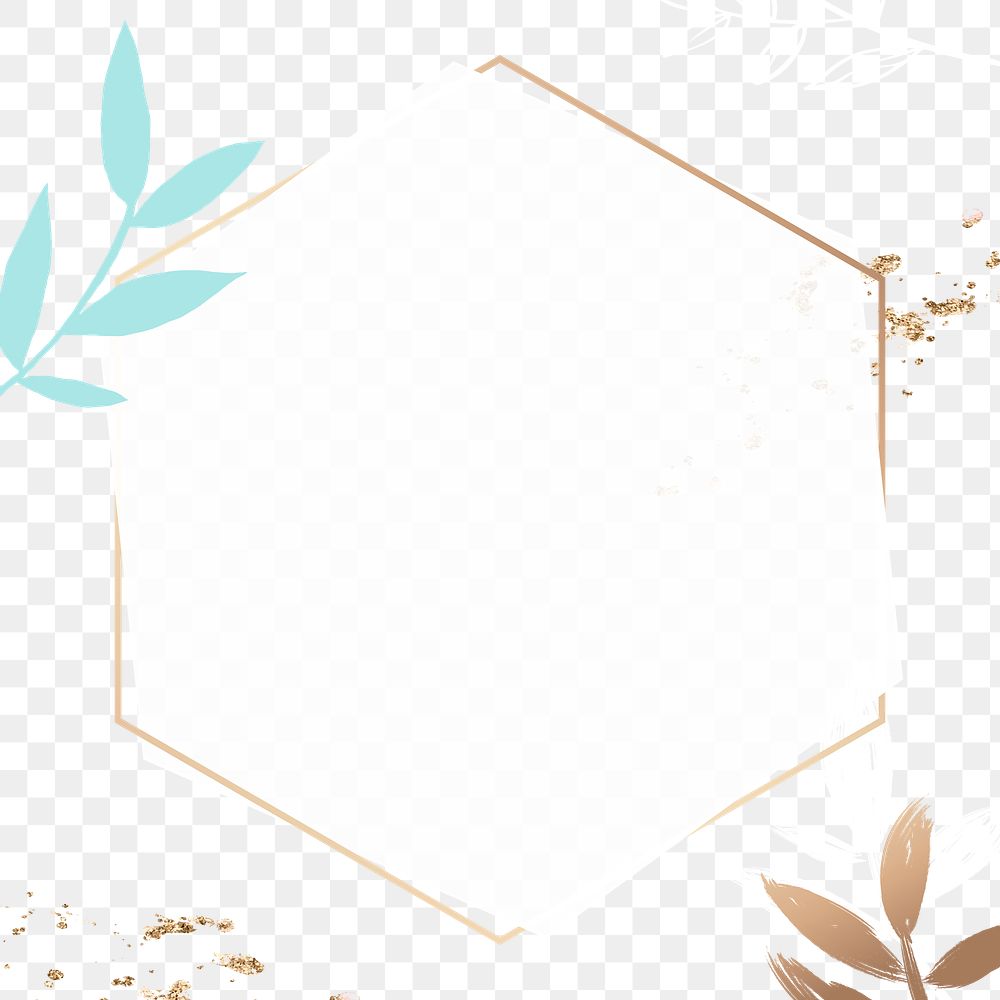 Frame PNG turquoise leaf decor on gold