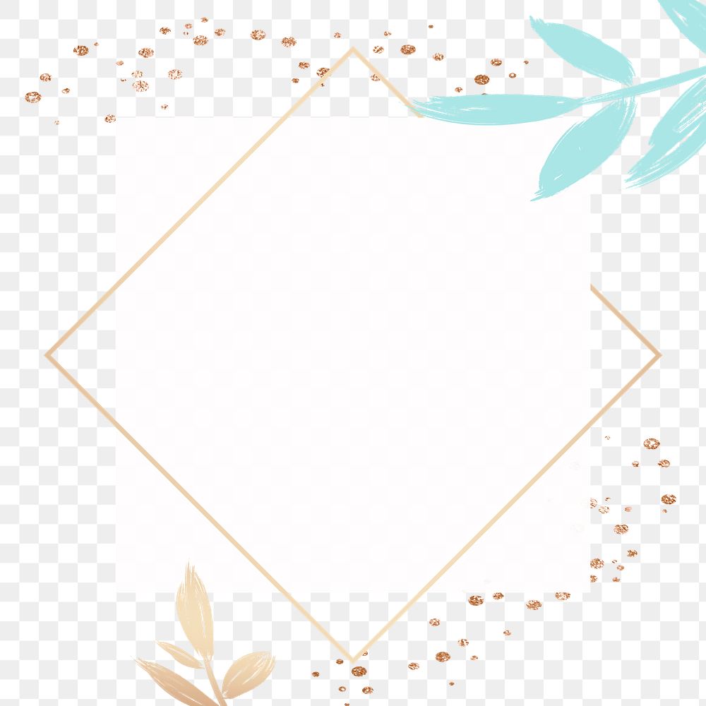 Frame PNG turquoise leaf decor on gold