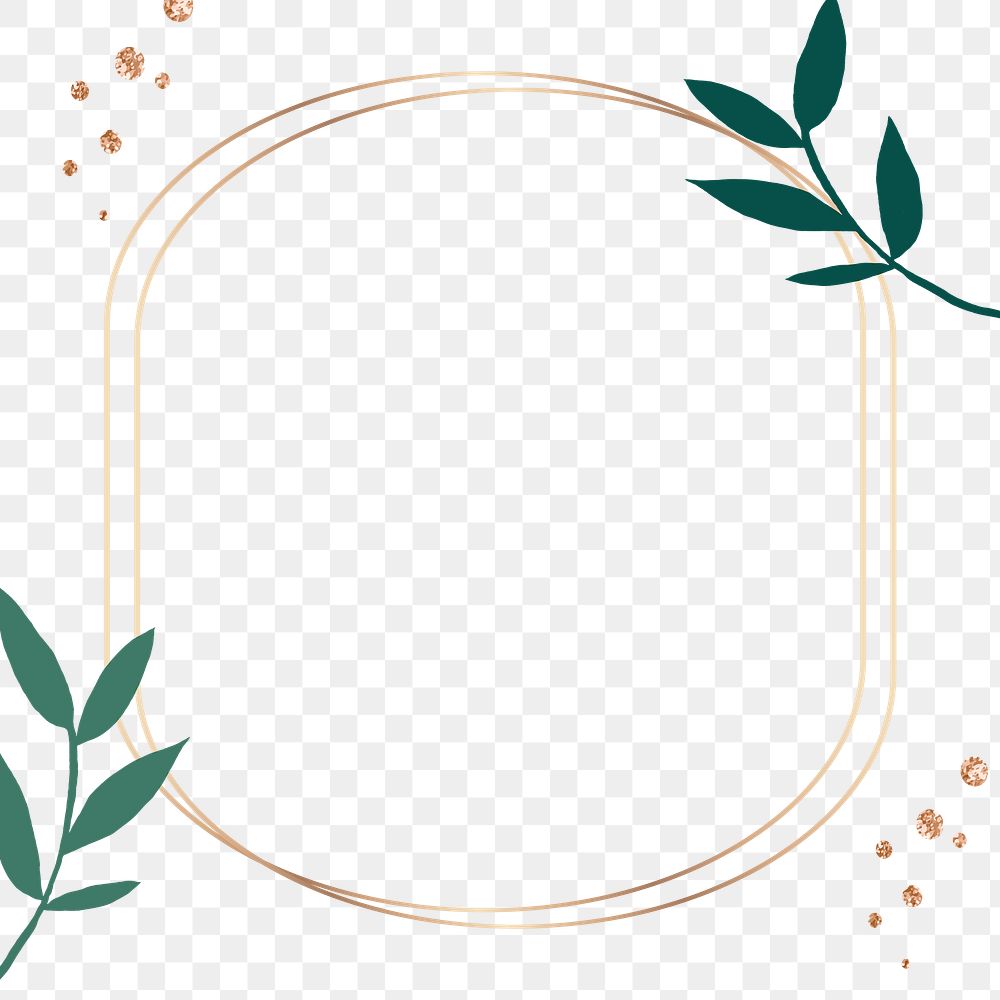 Frame png gold and green botanical leaves 
