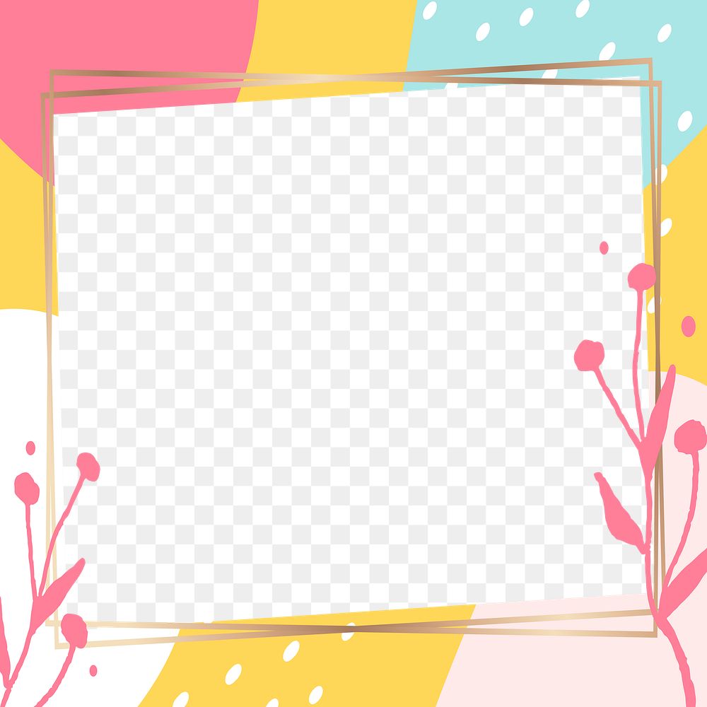 Frame png Memphis pattern in bright yellow and pink