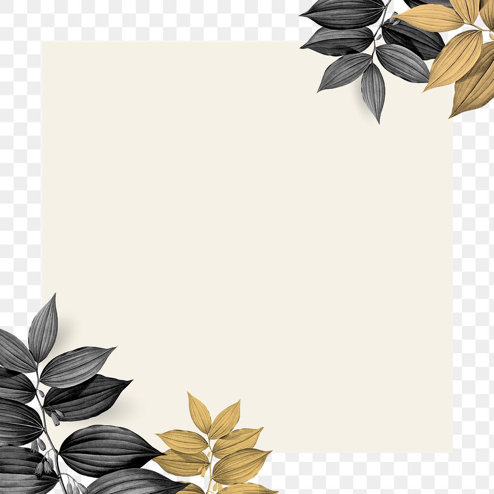 Png botanical frame beige background
