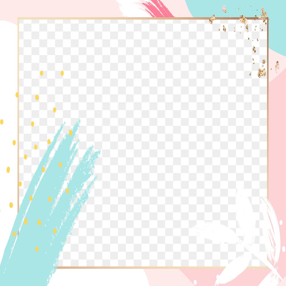 PNG frame pink and turquoise Memphis border