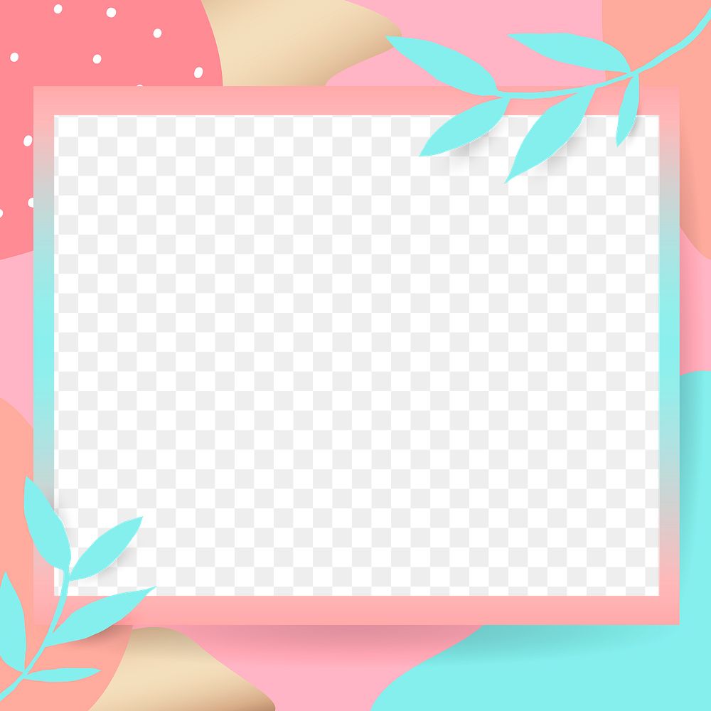 Abstract PNG frame on coral Memphis background