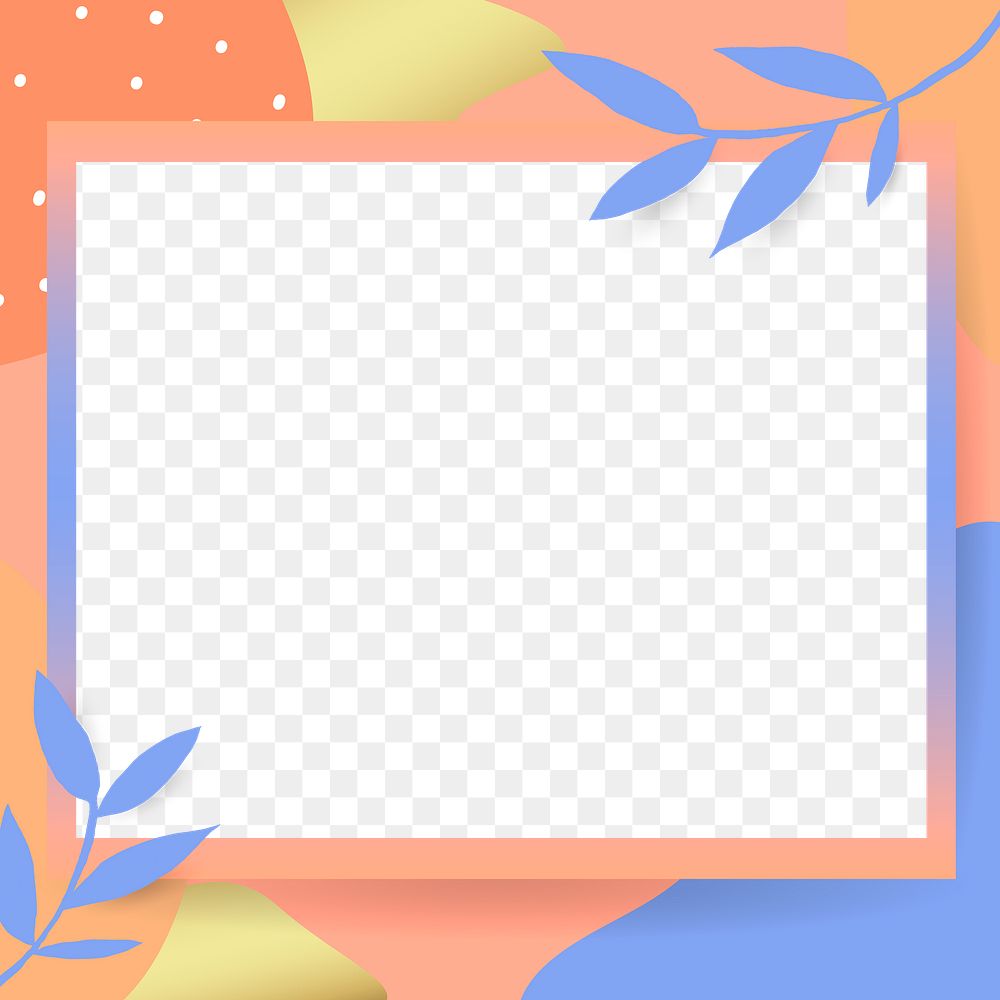 Memphis png frame with orange and purple color