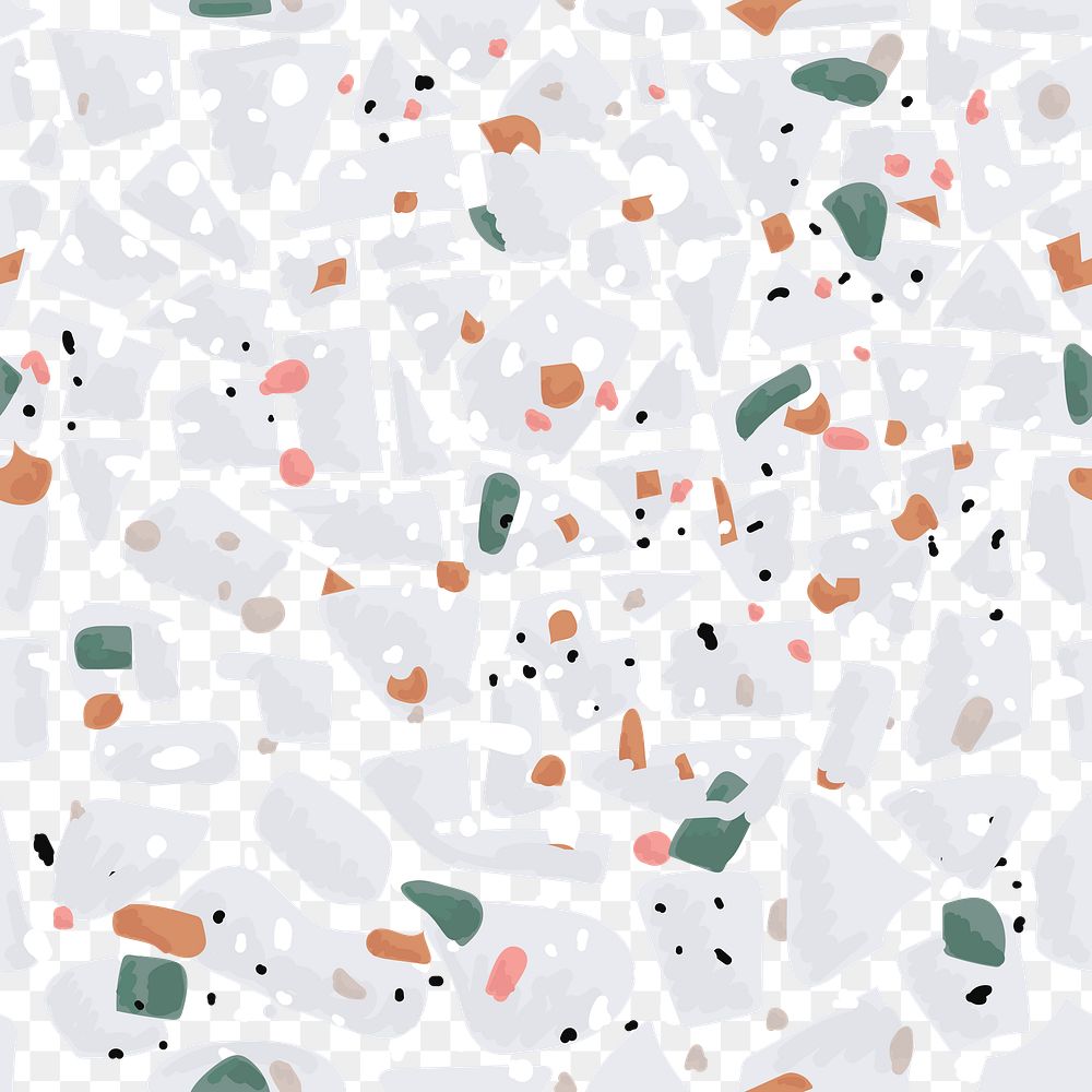 Png pastel terrazzo seamless pattern transparent background