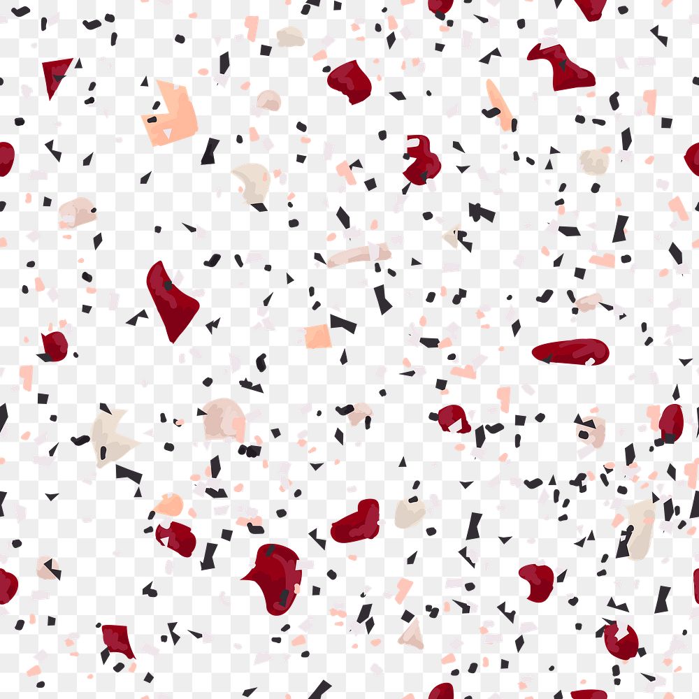 Png velvet red terrazzo seamless pattern transparent background