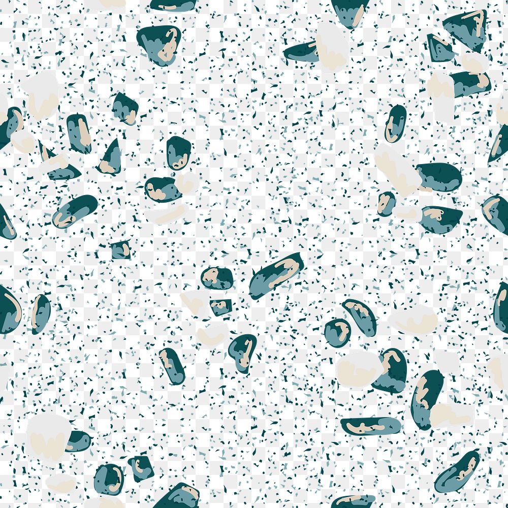 Png blue terrazzo transparent abstract background seamless pattern