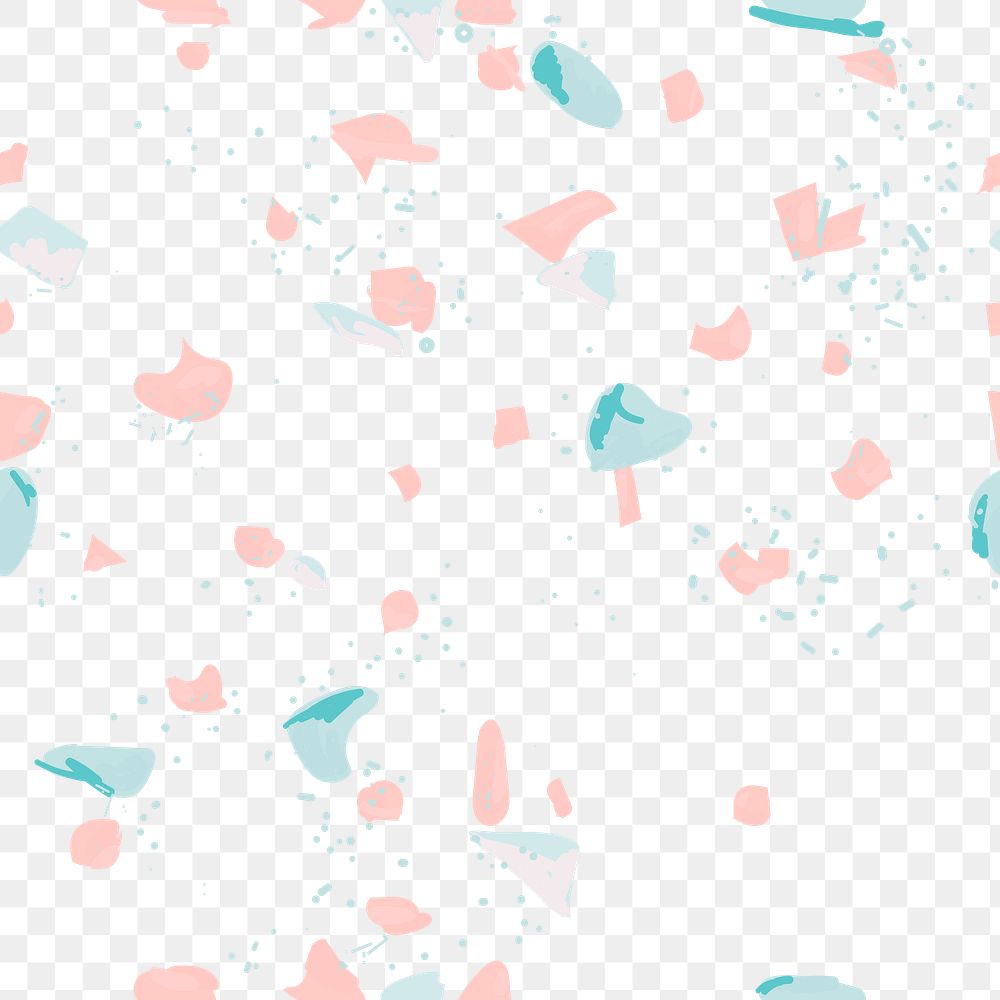 Png pink and blue terrazzo seamless pattern transparent background