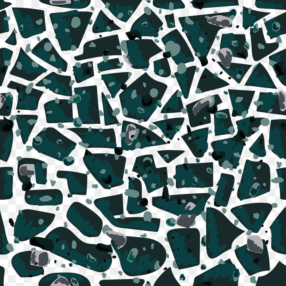 Png emerald green terrazzo seamless pattern transparent background
